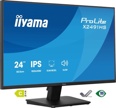IIYAMA Monitor ProLite X2491HS-B1 / 23.8", 1920 x 1080, IPS, 120 Hz, 1 ms, HDMI, DisplayPort, crna